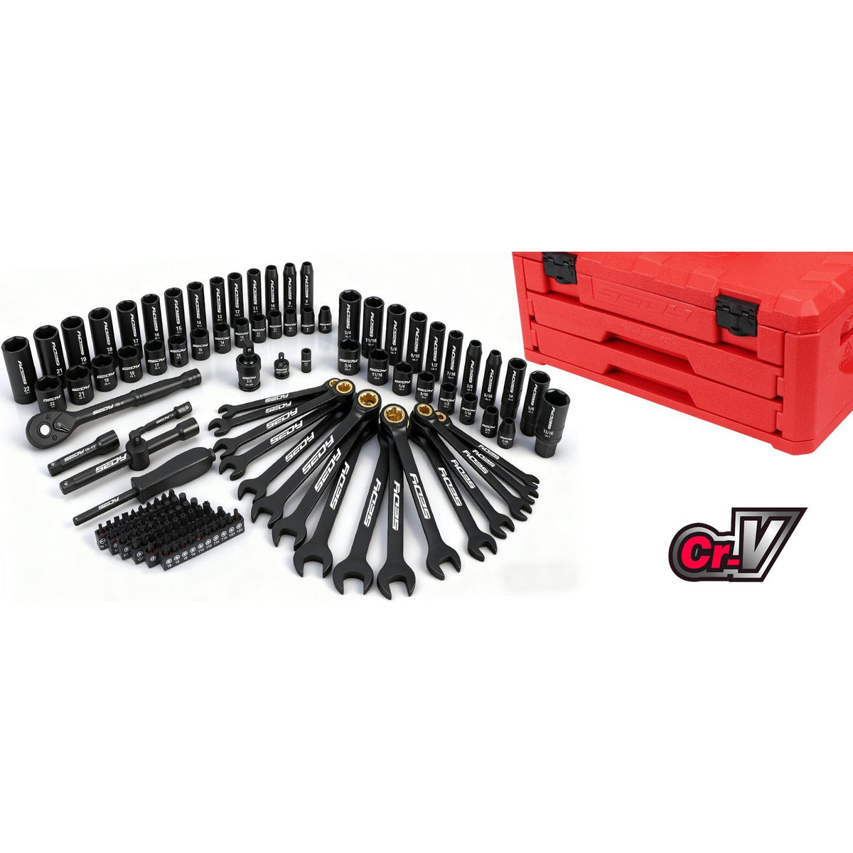 132-Piece Mechanics Tool Set, Ratchet Spanner & Socket Wrench Set, SAE/Metric 1/4" & 3/8" Socket Set, Extensions & Adapters, Quick-Release Ratchet, Professional Auto Tool Kit with Storage Case