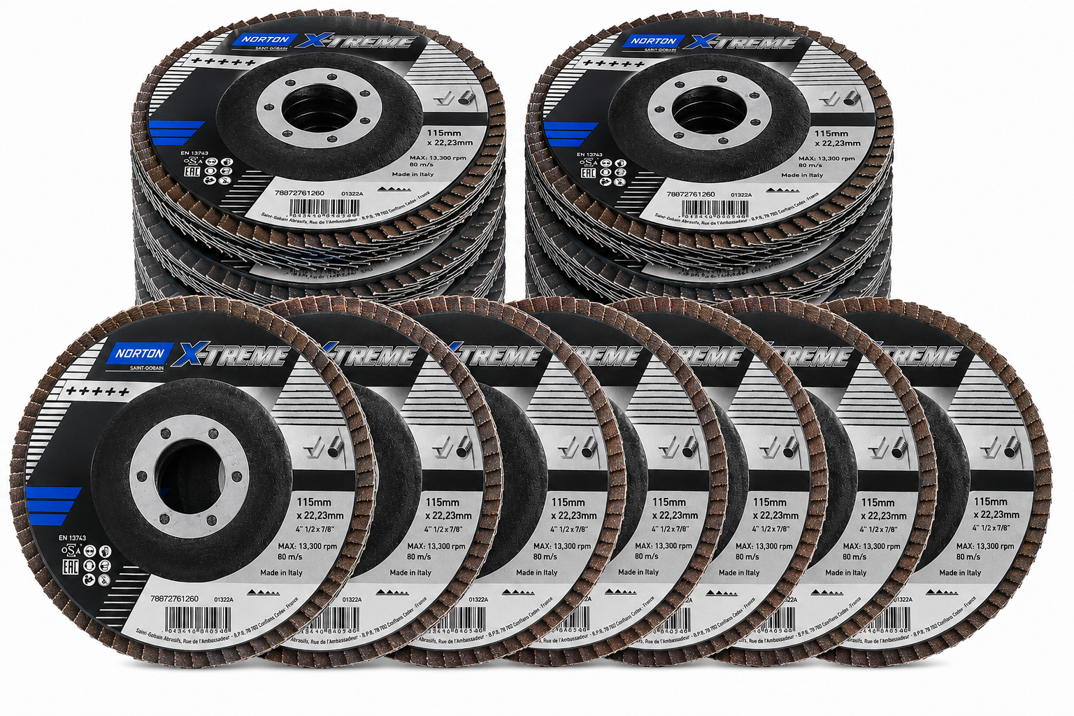 Norton X-Treme Flap Disc 115mm x 22.23mm - 40 Grit (10 Pack)