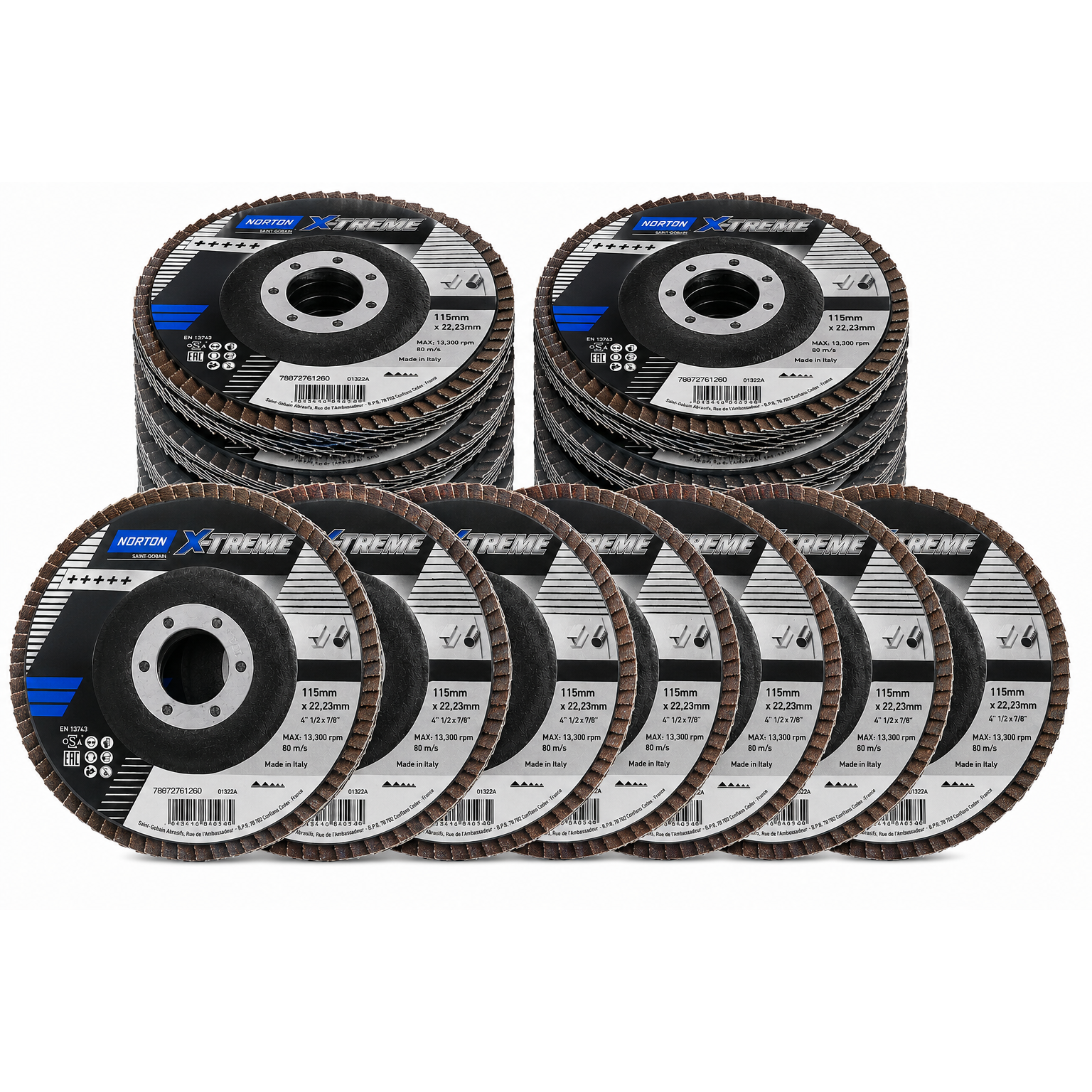 Norton X-Treme Flap Disc 115mm x 22.23mm - 40 Grit (10 Pack)