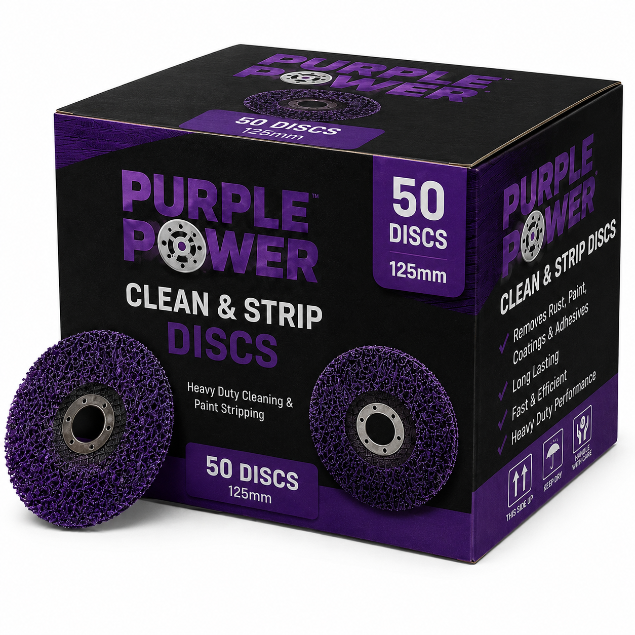 125mm Purple Poly Clean Strip Disc (Pack of 50) - Fast Paint, Rust & Epoxy Removal for Automotive, Marine & DIY