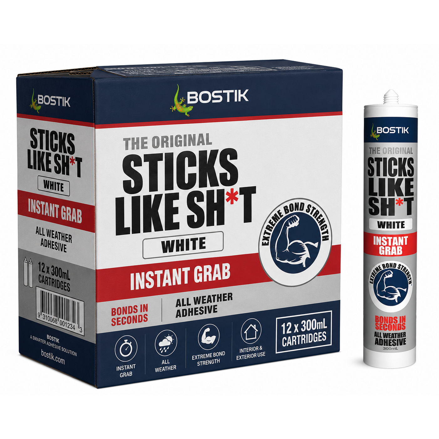 Bostik Sticks Like Sh*t Instant Grab White Construction Adhesive 290ml – Box of 12