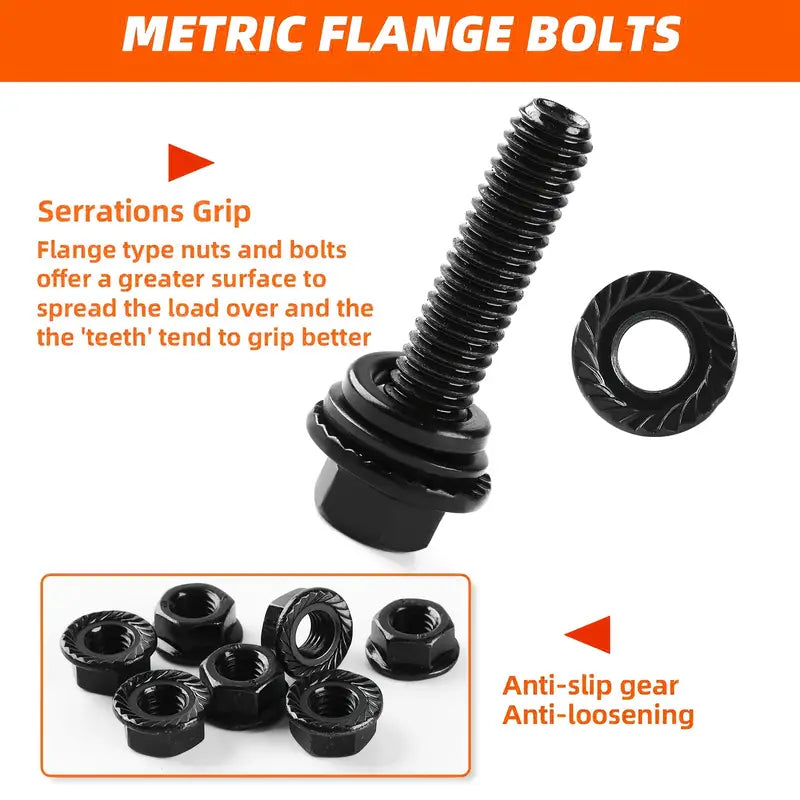 280-Piece Metric Flange Bolt Assortment Kit (M6 / M8 / M10 – 10.9 Grade Black) - South East Clearance Centre