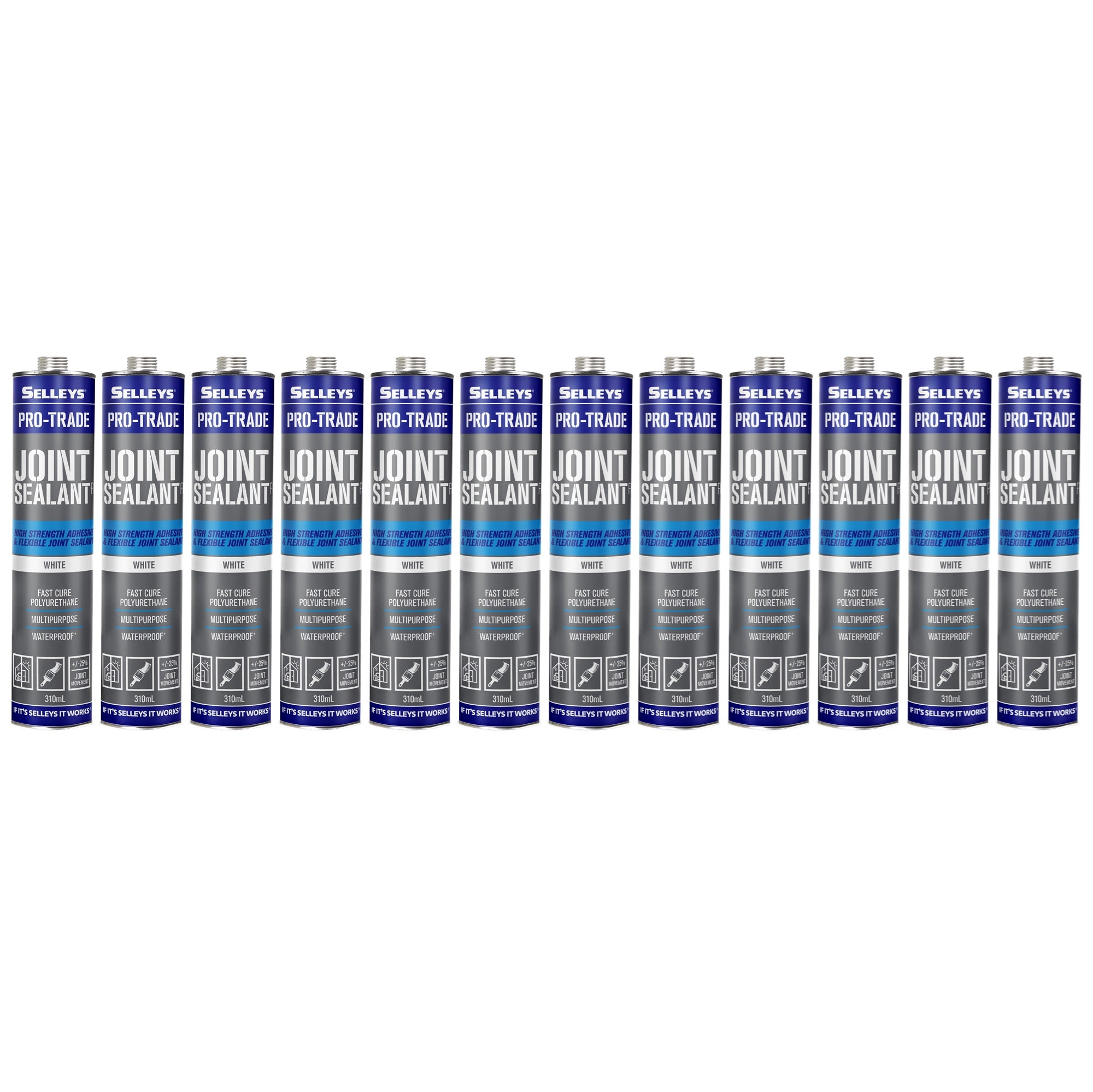 Selleys 102116 Pro Trade Joint Sealant Fast Cure FC 310ml Polyurethane Adhesive White One Box (12 Pack)