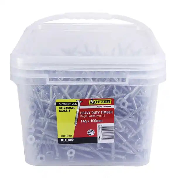 OTTER 14G x 100mm Bugle Batten Screws T17 – 500 Pack BBEG141005
