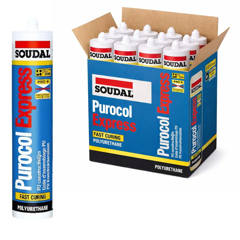 Soudal Purocol Express PU Construction Adhesive Clear Translucent 310ml 112524 - South East Clearance Centre