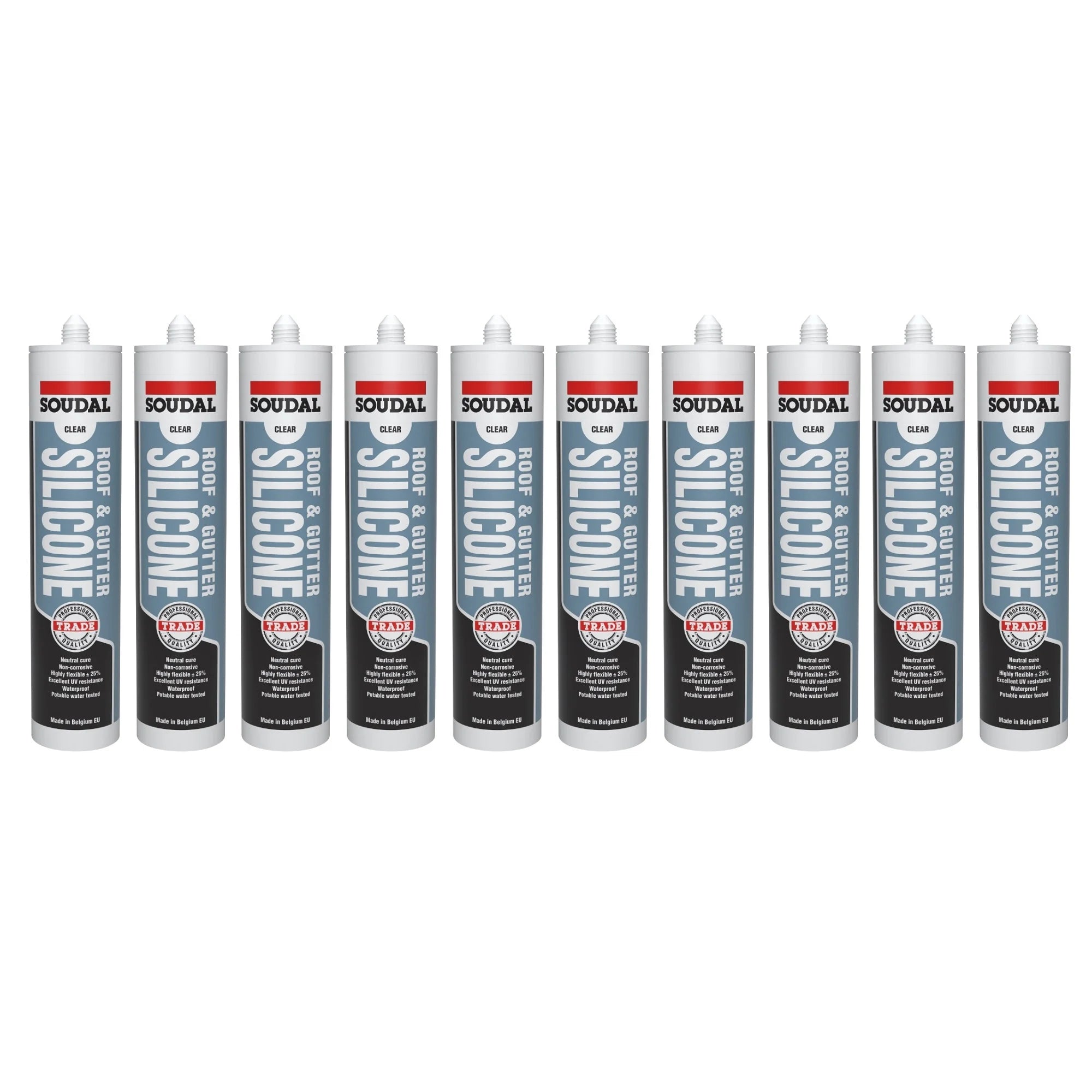 Soudal 127779 Trade Professional Roof & Gutter Silicone Clear 300ml (Box of 12) 128224