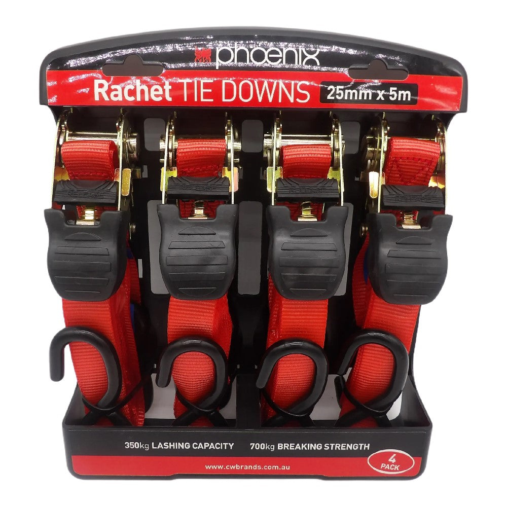 (4 Pack) RATCHET 25MM x 5MTR LOAD RATING 350KG | 14011 - South East Clearance Centre