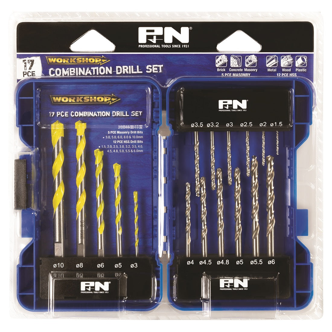 P & N by Sutton Tools Workshop 17 Piece Combination Drill Bit Set Masonry & HSS - South East Clearance Centre