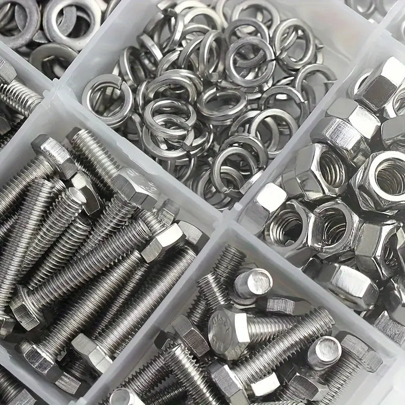 480 Piece Stainless Steel Fastener Kit, M4 & M5 Hex Head Screws, Bolts Assortment Kit - South East Clearance Centre