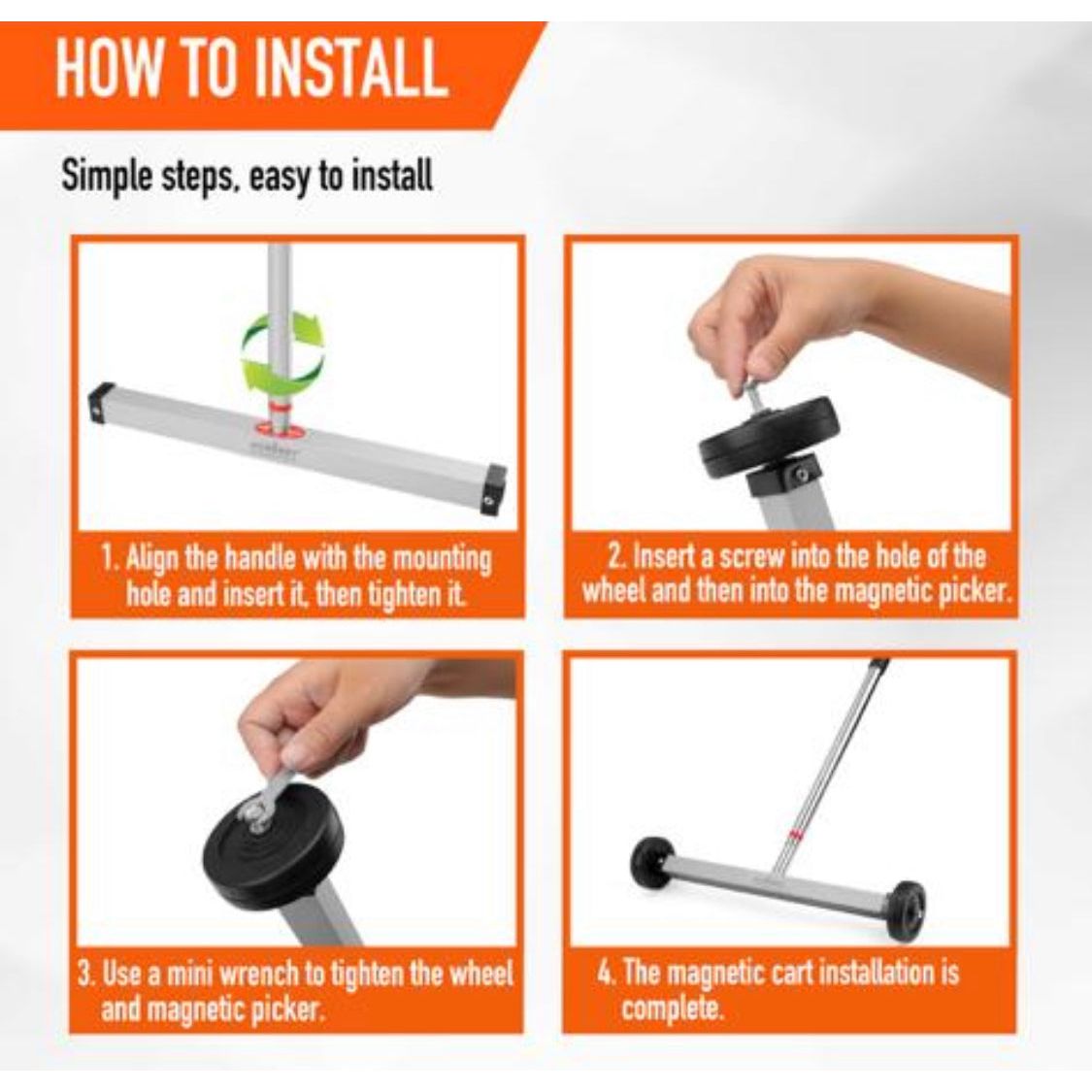 17inch Telescoping Magnetic Sweeper Magnet Broom Rolling Pick Up 8.8Lbs Workshop - South East Clearance Centre