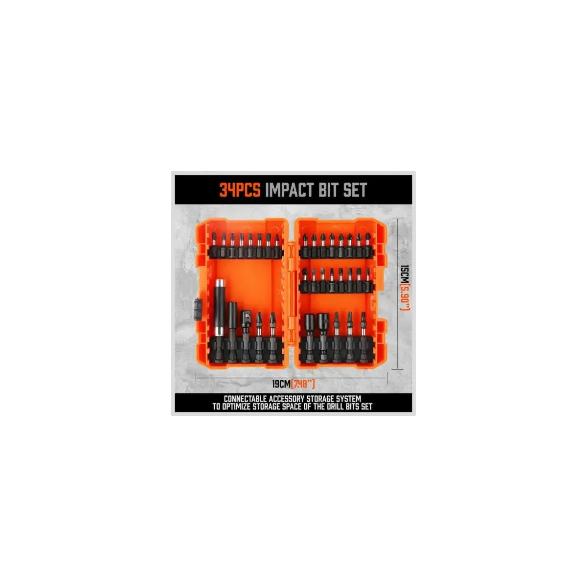 34 piece Magnetic Screwdriver Bit Set Impact Nut Driver Drill Holder Quick Release - South East Clearance Centre