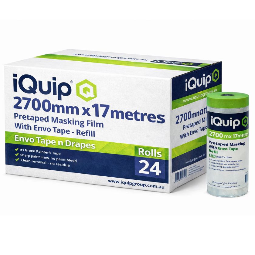 iQuip Envo Pretaped Masking Film Refill - Box of 24 - Bulk Special (2700mm X 17 Metres) - South East Clearance Centre