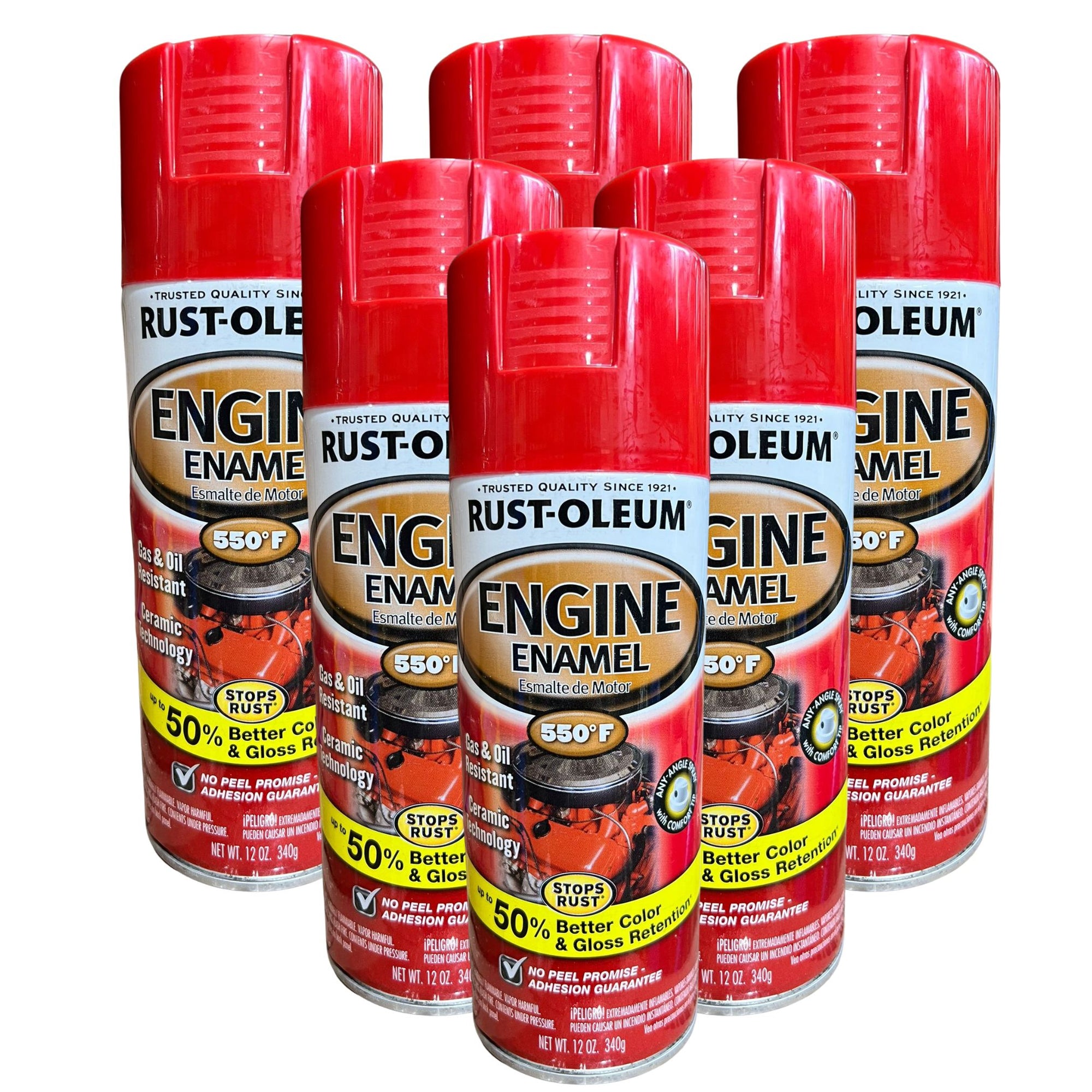 Rust-Oleum Automotive Rust Preventive Engine Enamel Spray Paint High Heat, GLOSS FORD RED (6 Cans) - South East Clearance Centre