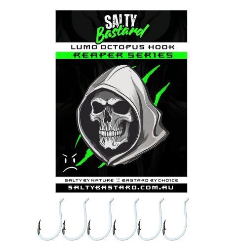 Salty Bastard White Luminous Octopus Suicide Hook Reaper Series - South East Clearance Centre