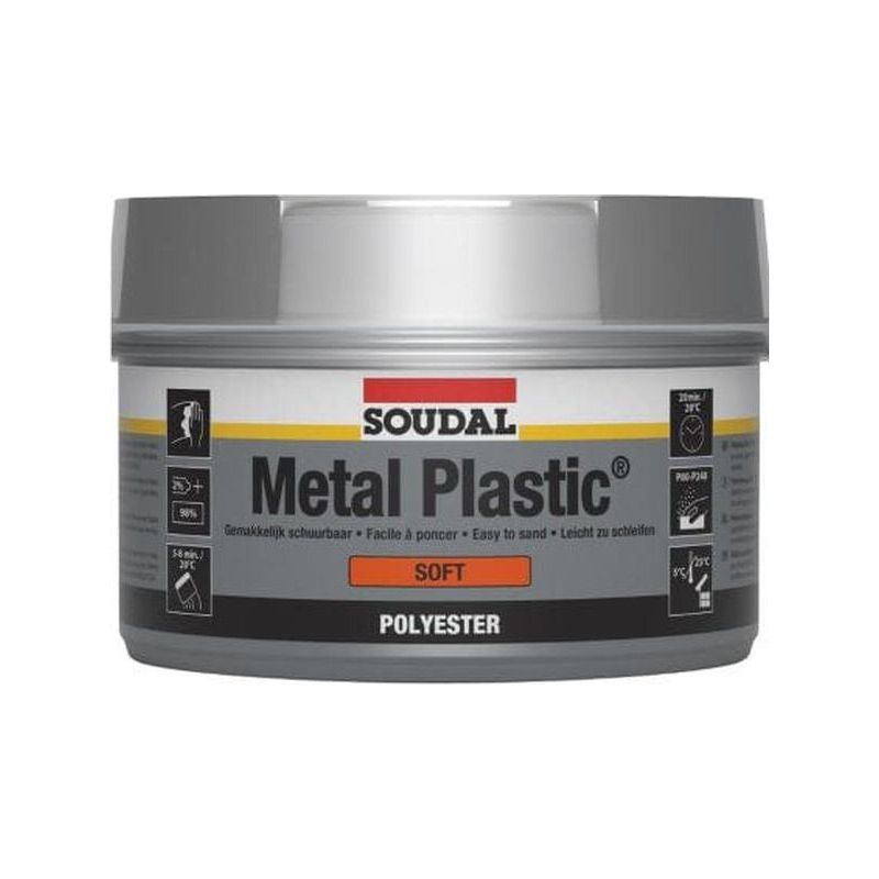 Soudal Metal Plastic Soft Polyester Putty White 1kg 104314 - South East Clearance Centre