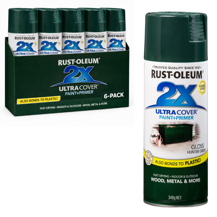 (6 Cans) Rust-Oleum 350198 2X Ultra Cover Gloss Spray Paint - Gloss Hunter Green