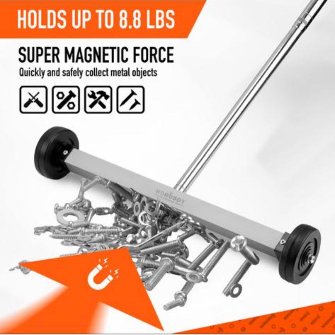 17inch Telescoping Magnetic Sweeper Magnet Broom Rolling Pick Up 8.8Lbs Workshop - South East Clearance Centre