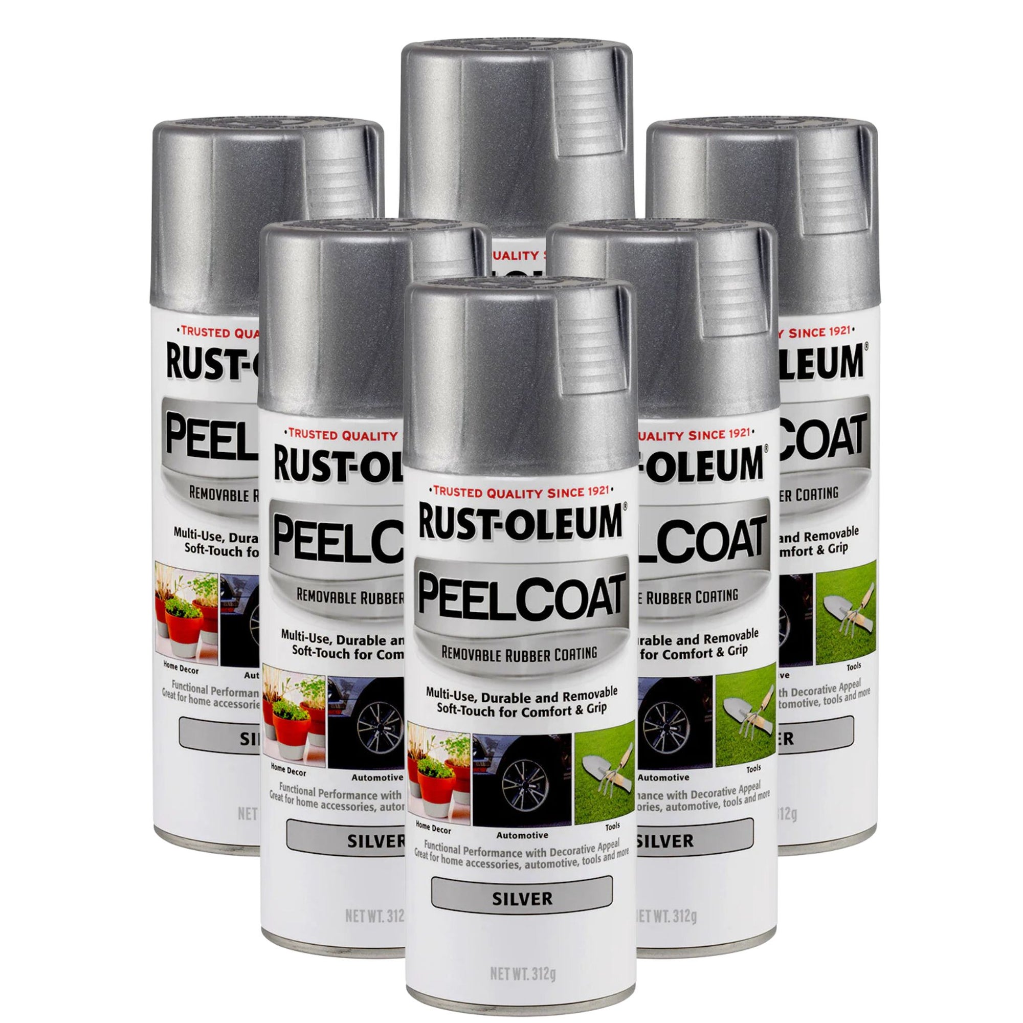 Rust-Oleum Peel Coat Rubberized Removable Coating - Silver - 6 Pack - South East Clearance Centre