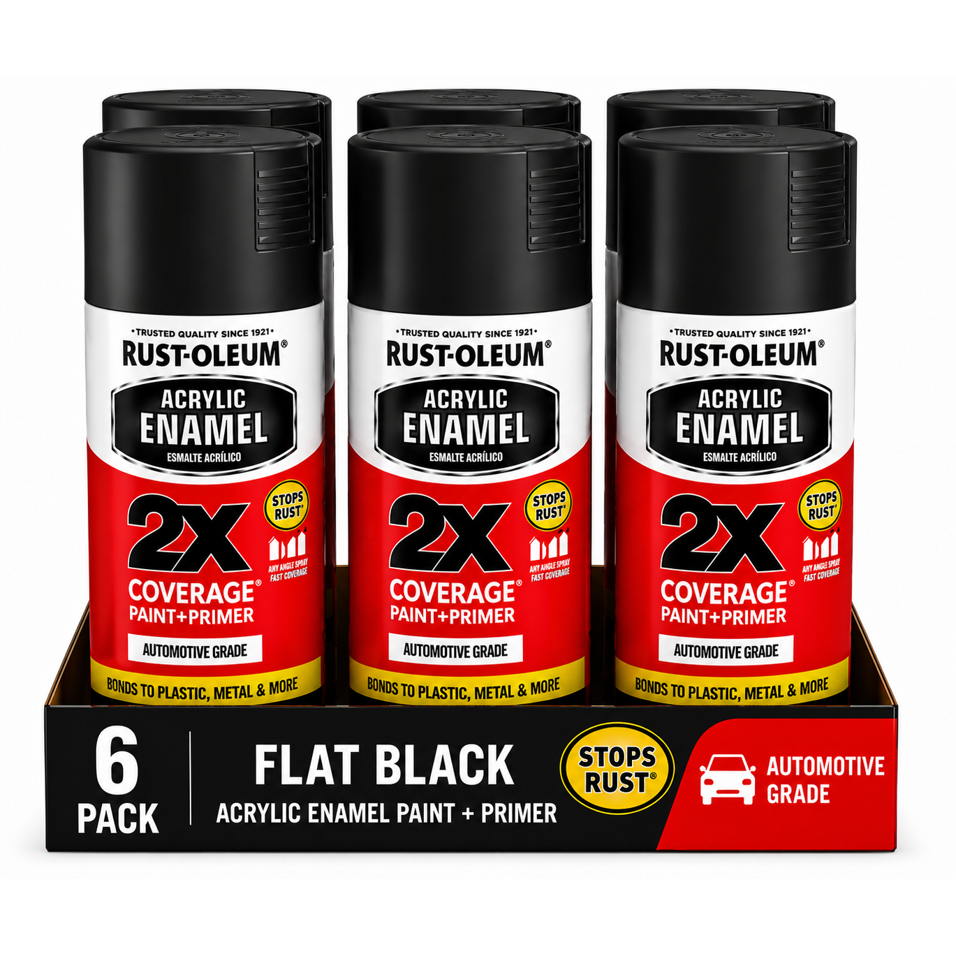 Rust-Oleum 2X Automotive Acrylic Enamel Paint + Primer – 340g (6 Pack)