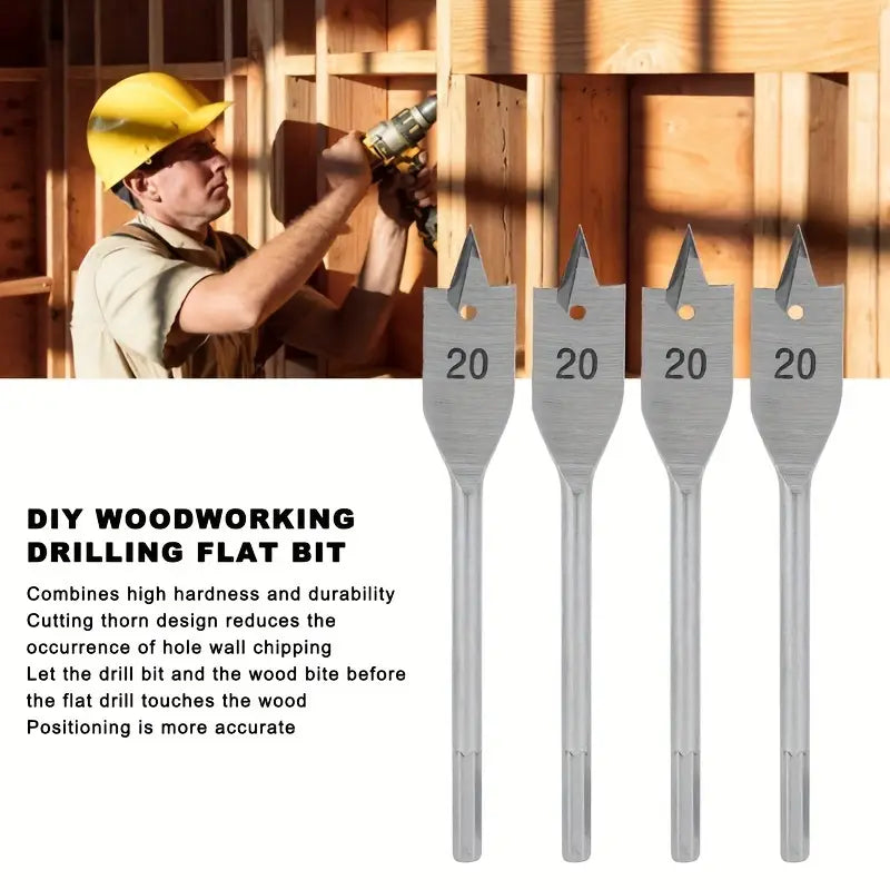 6pcs Three-Pointed Flat Wood Drill Bit Set - Boring Drill Bits for Woodworking, Hexagonal Handle Hole Opener with Flat Drill Wood Plate Punch Function and Precise Drilling Performance - South East Clearance Centre