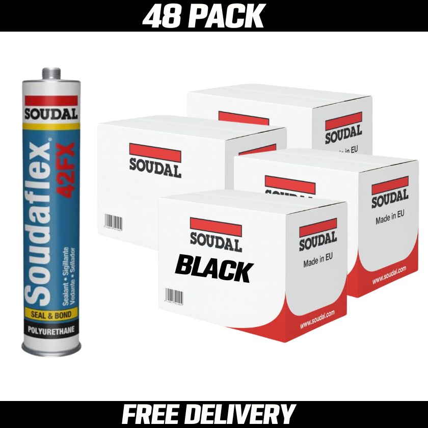 Soudal 158277 Soudaflex 42FX Adhesive Sealant Polyurethane - Box of 12 (BLACK) - South East Clearance Centre