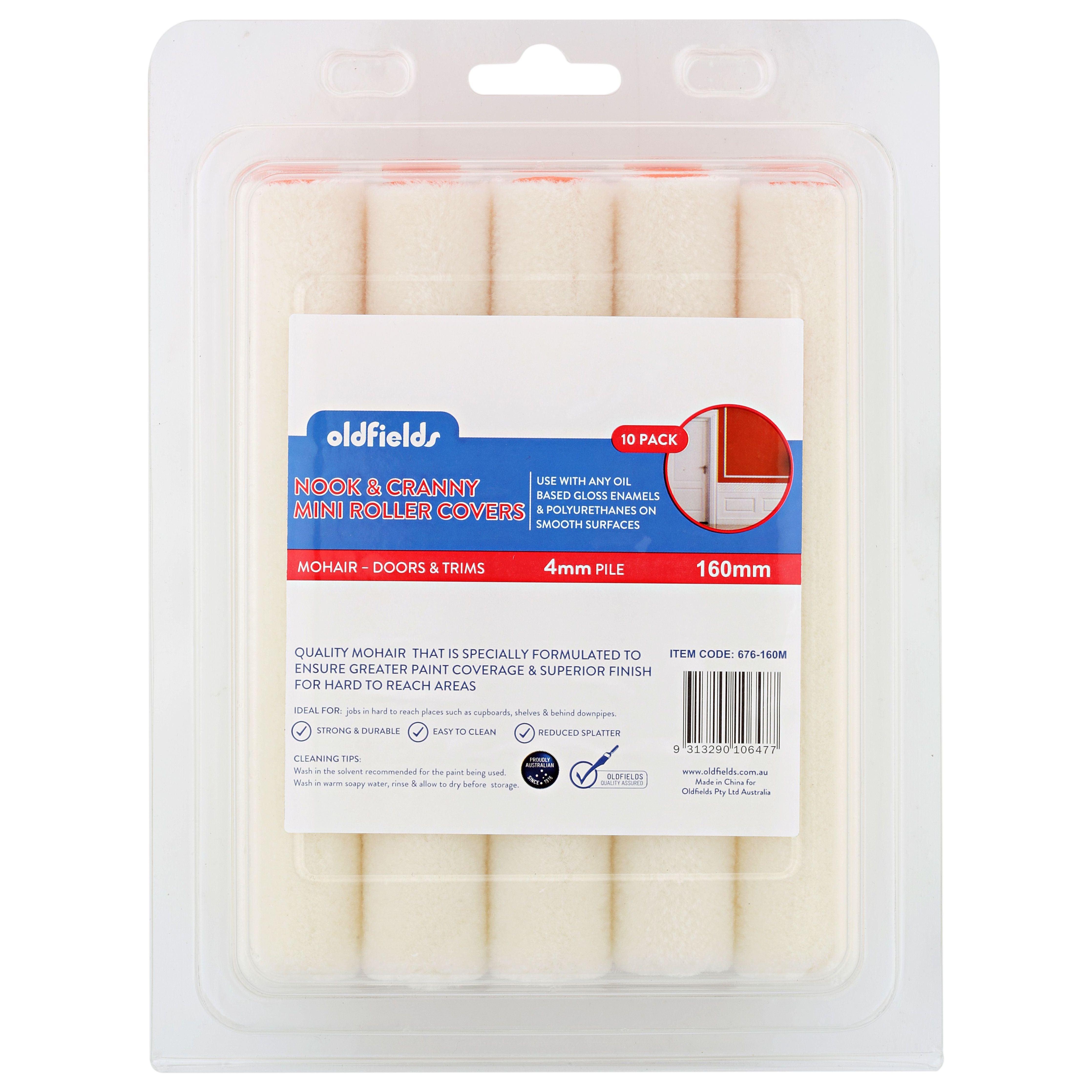 Oldfields Nook & Cranny Mini Roller Covers – Mohair, 4mm Pile, 160mm (10 Pack) - South East Clearance Centre