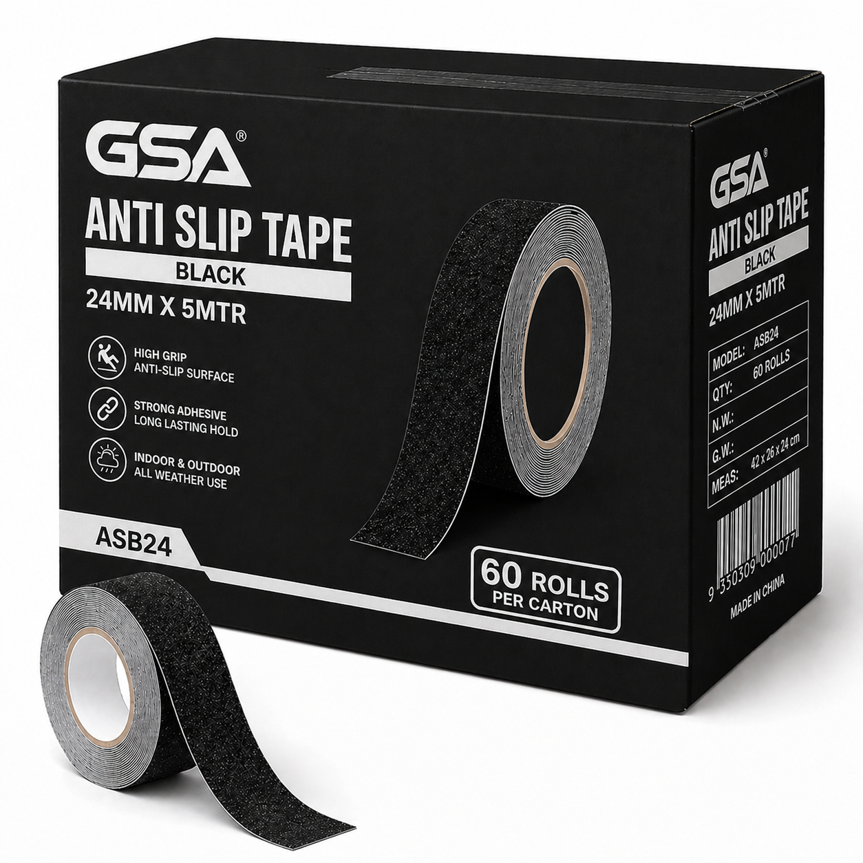 GSA Black Anti Slip Tape – Heavy Duty Non-Slip Safety Tape - 60 Rolls - South East Clearance Centre