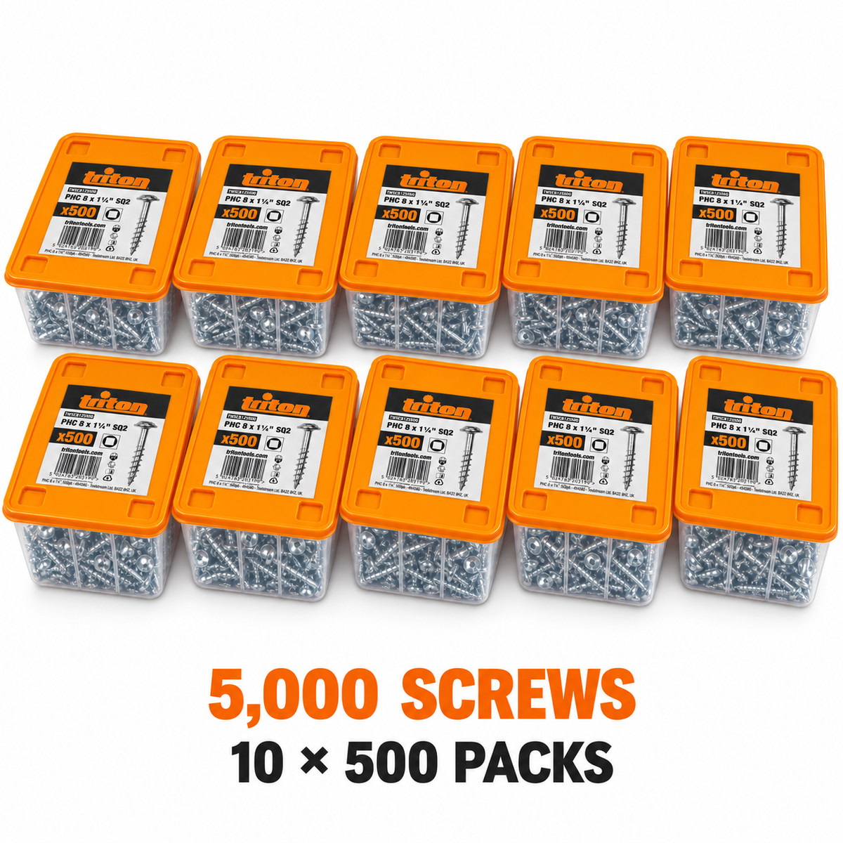 Triton Zinc Pocket-Hole Screws 8G x 32mm (1¼") Washer Head Coarse – SQ2 – 5000 Pack - South East Clearance Centre