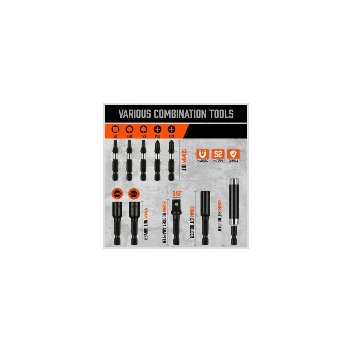 34 piece Magnetic Screwdriver Bit Set Impact Nut Driver Drill Holder Quick Release - South East Clearance Centre