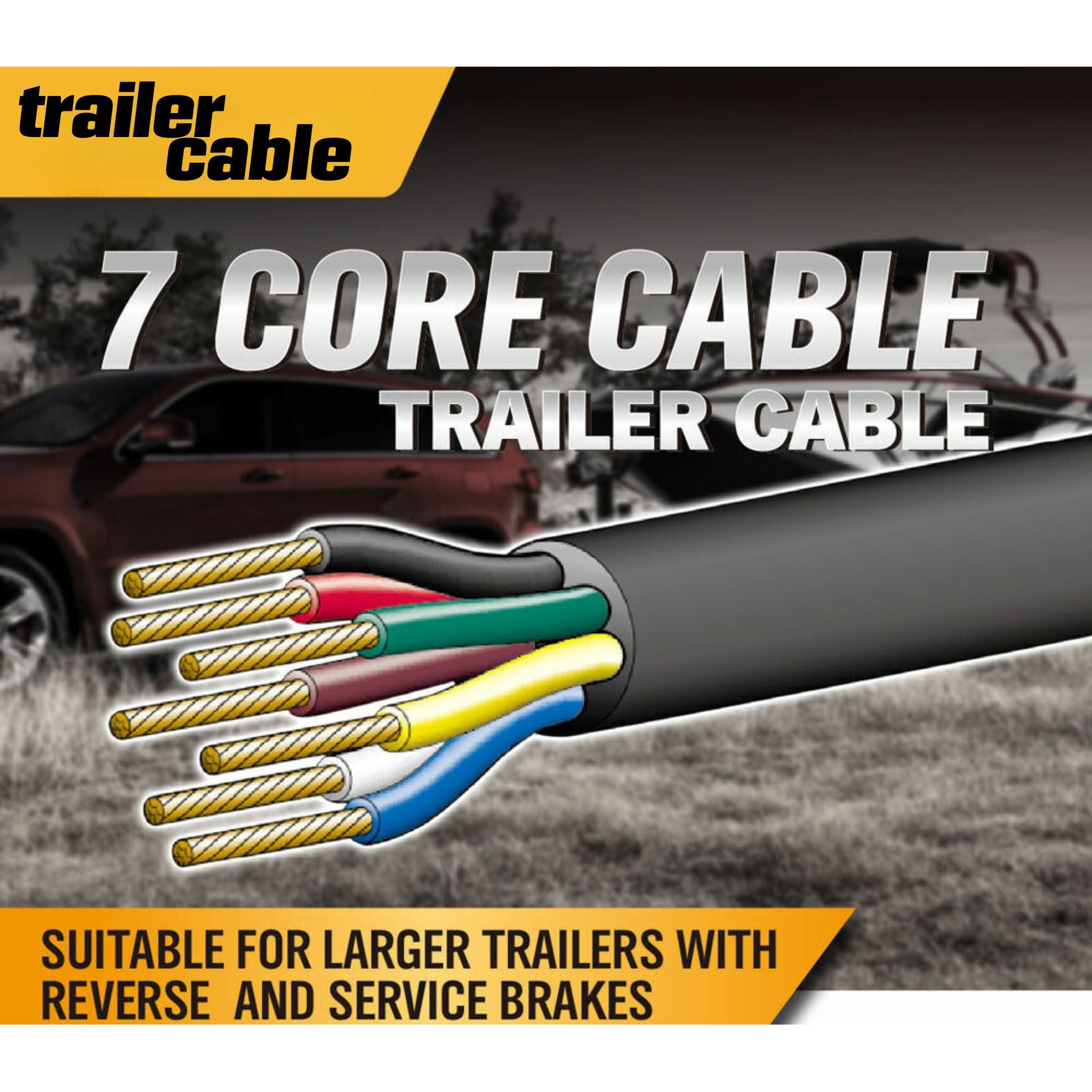 7 CORE TRAILER CABLE 50 Metres 5A 2.5MM BLACK (50 Metres) - South East Clearance Centre