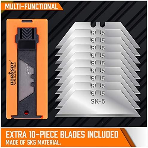 4-Pack Utility Knife Box Cutter, SK5 Heavy Duty Aluminum Shell Retractable Box Cutter for Cardboard, Boxes and Cartons, Extra 10 Blades.