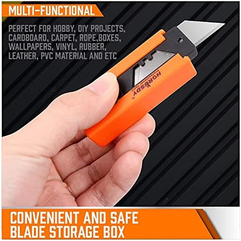 4-Pack Utility Knife Box Cutter, SK5 Heavy Duty Aluminum Shell Retractable Box Cutter for Cardboard, Boxes and Cartons, Extra 10 Blades.