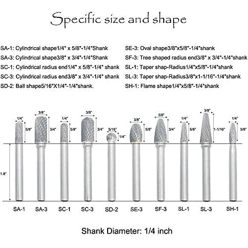 10Pcs Carbide Burr Set on 1/4" Shank - South East Clearance Centre