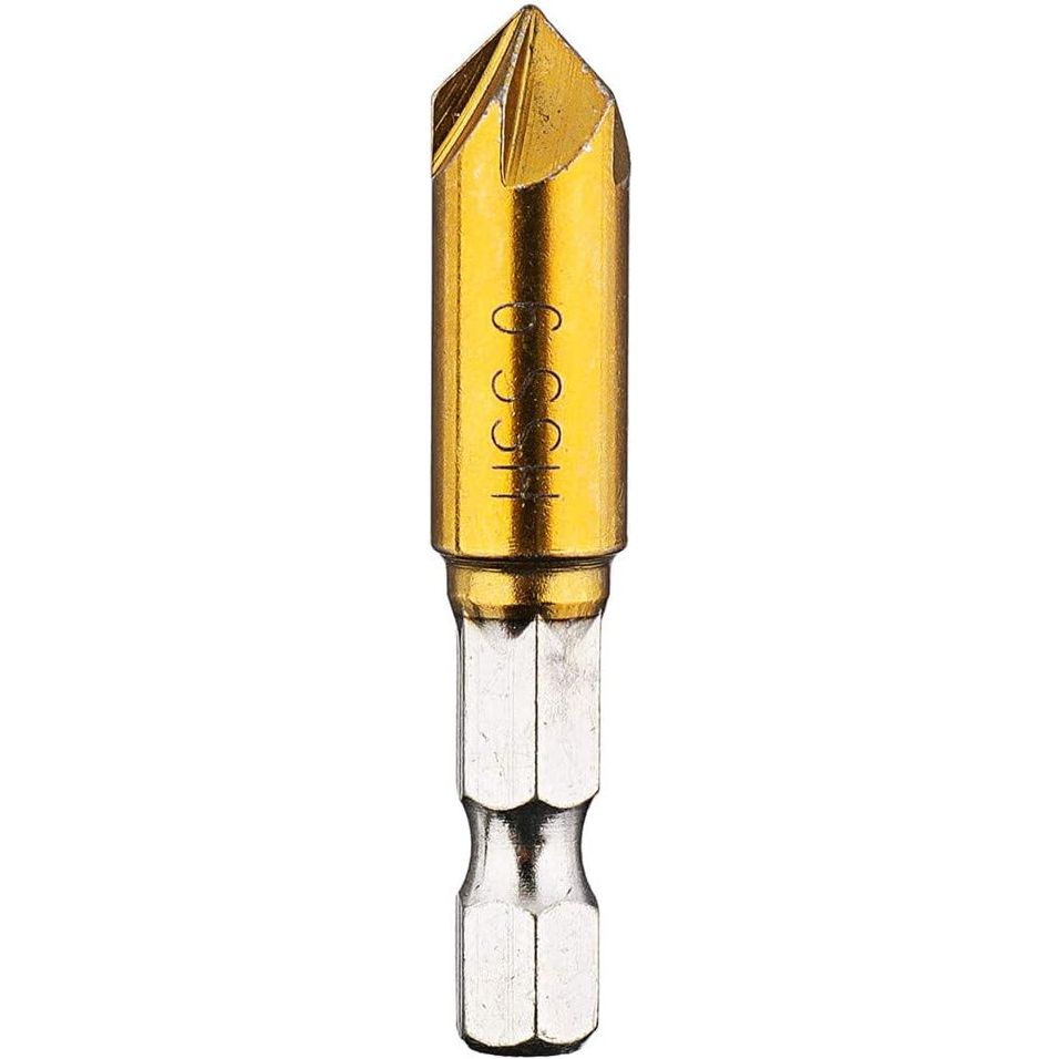 6pcs 6mm-19mm 5 Groove Countersink Bit Set 90 Counter Sink Chamfer Cutter 1/4" Hex Shank