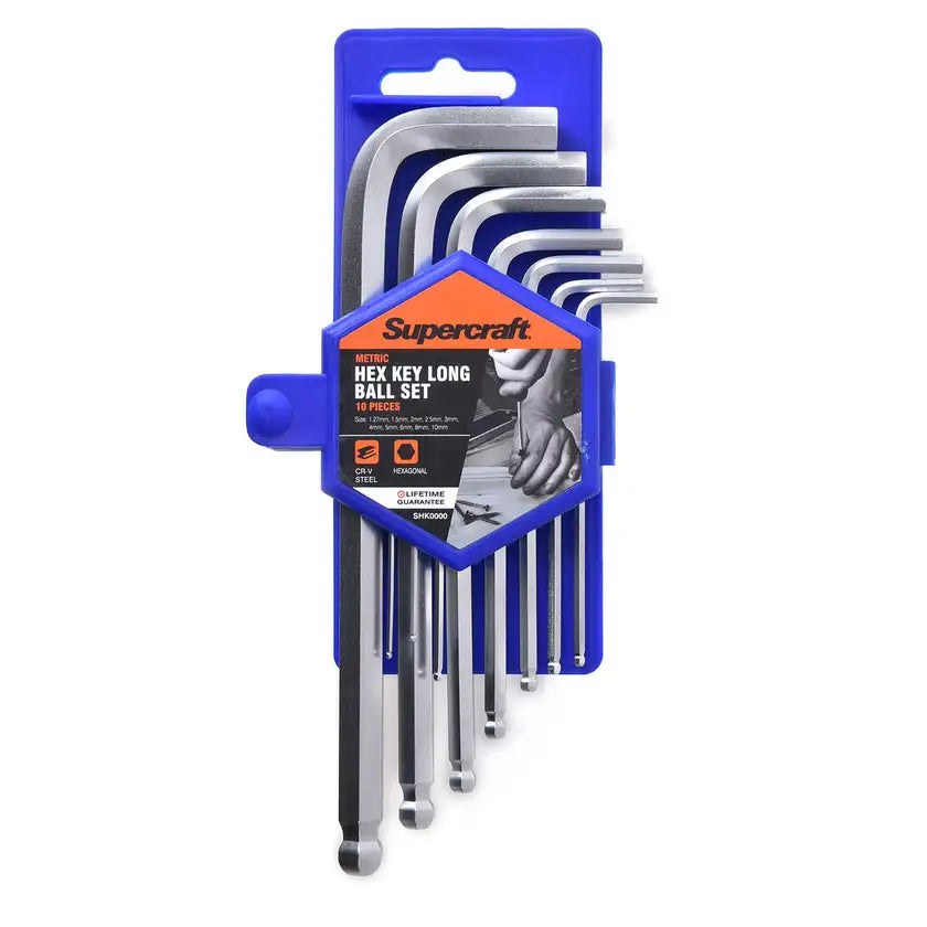 Supercraft Metric Hex Key Long Ball Set - 10 Piece - South East Clearance Centre