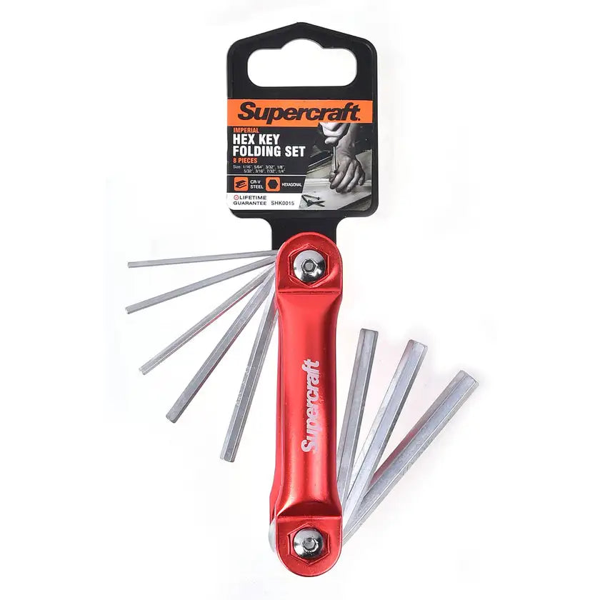 SHK0015 Supercraft 8-Piece Hexagon Key Folding Set Imperial - South East Clearance Centre