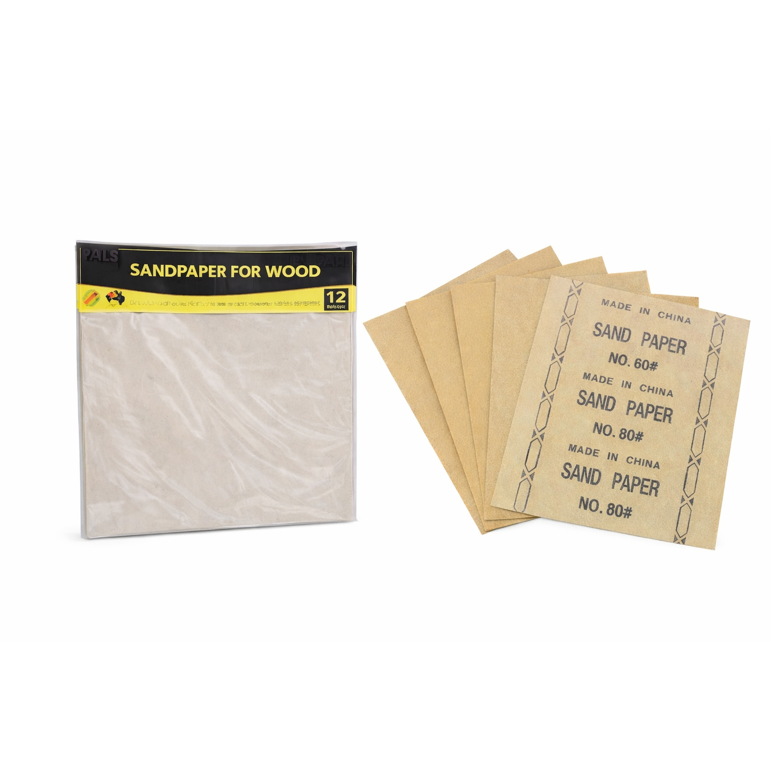 12 Pack Sandpaper Sheets for Wood – Assorted Grit 60, 80, 100, 120 - South East Clearance Centre