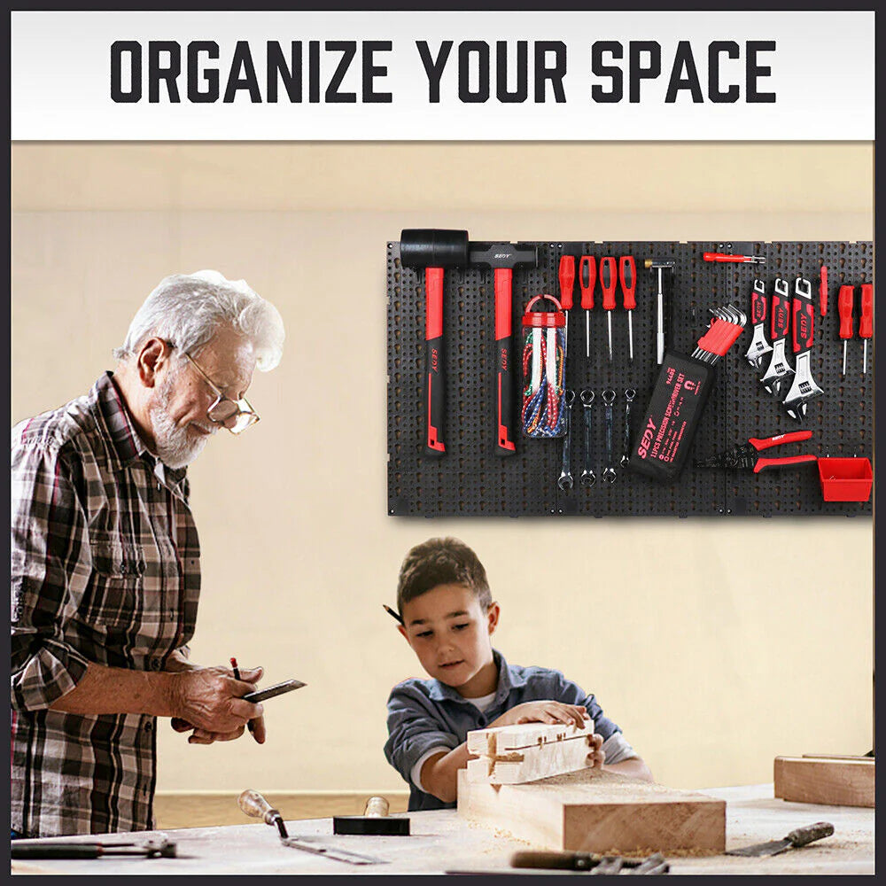 8-Piece Heavy Duty Pegboard Organizer Kit - Versatile Wall Storage Solution - South East Clearance Centre