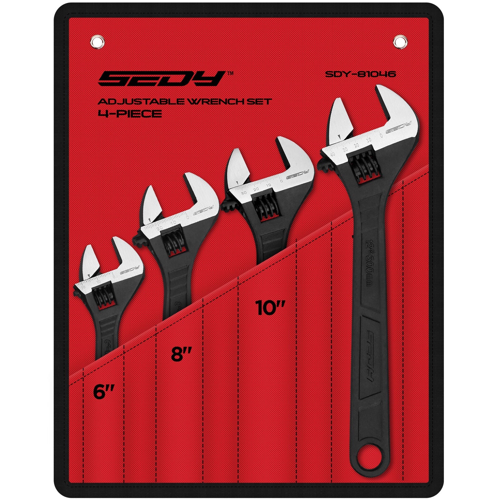 4-Piece Adjustable Wrench Set - Imperial & Metric, 6", 8", 10", 12" - South East Clearance Centre