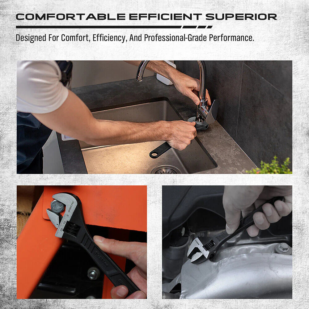 4-Piece Adjustable Wrench Set - Imperial & Metric, 6", 8", 10", 12" - South East Clearance Centre