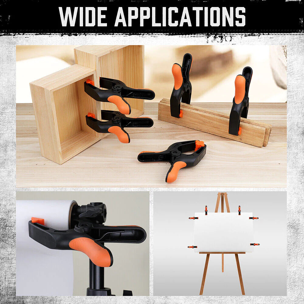 4 Piece, 7" Rubber Grip Nylon Spring Clamps - Durable DIY Woodworking Tools - South East Clearance Centre