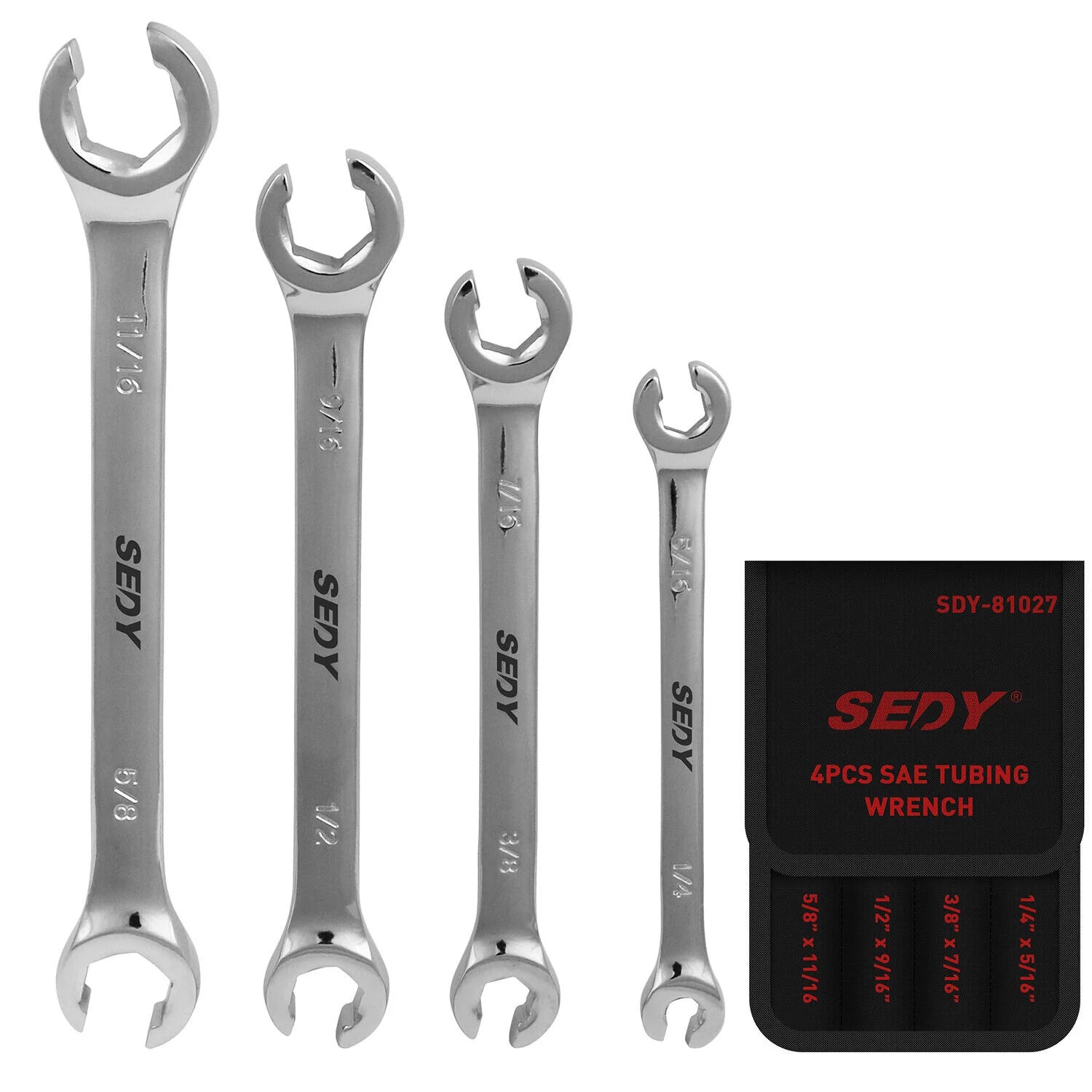 4 Piece Imperial Flare Nut Tubing Wrench Set, SAE Imperial, Offset Head - South East Clearance Centre