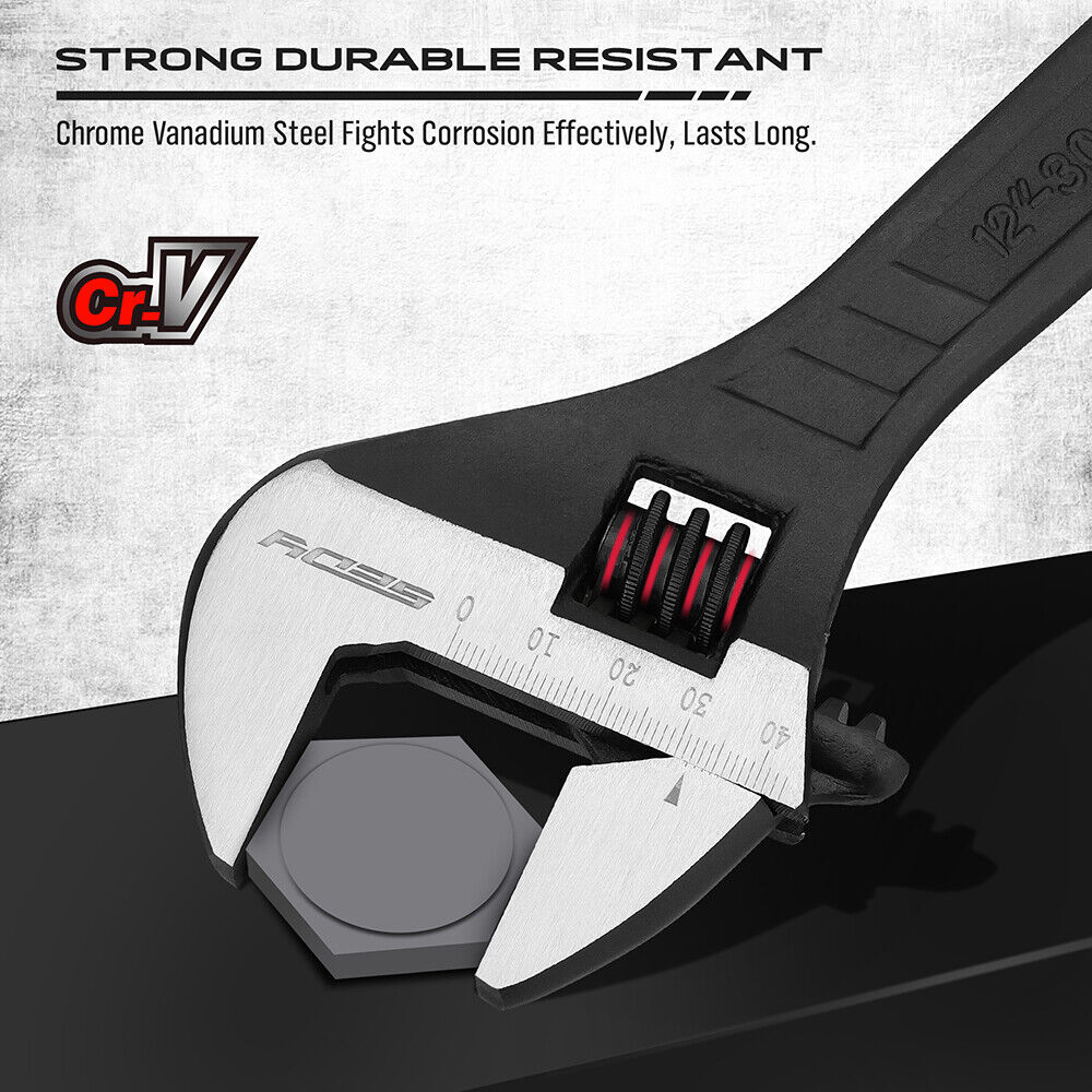 4-Piece Adjustable Wrench Set - Imperial & Metric, 6", 8", 10", 12" - South East Clearance Centre