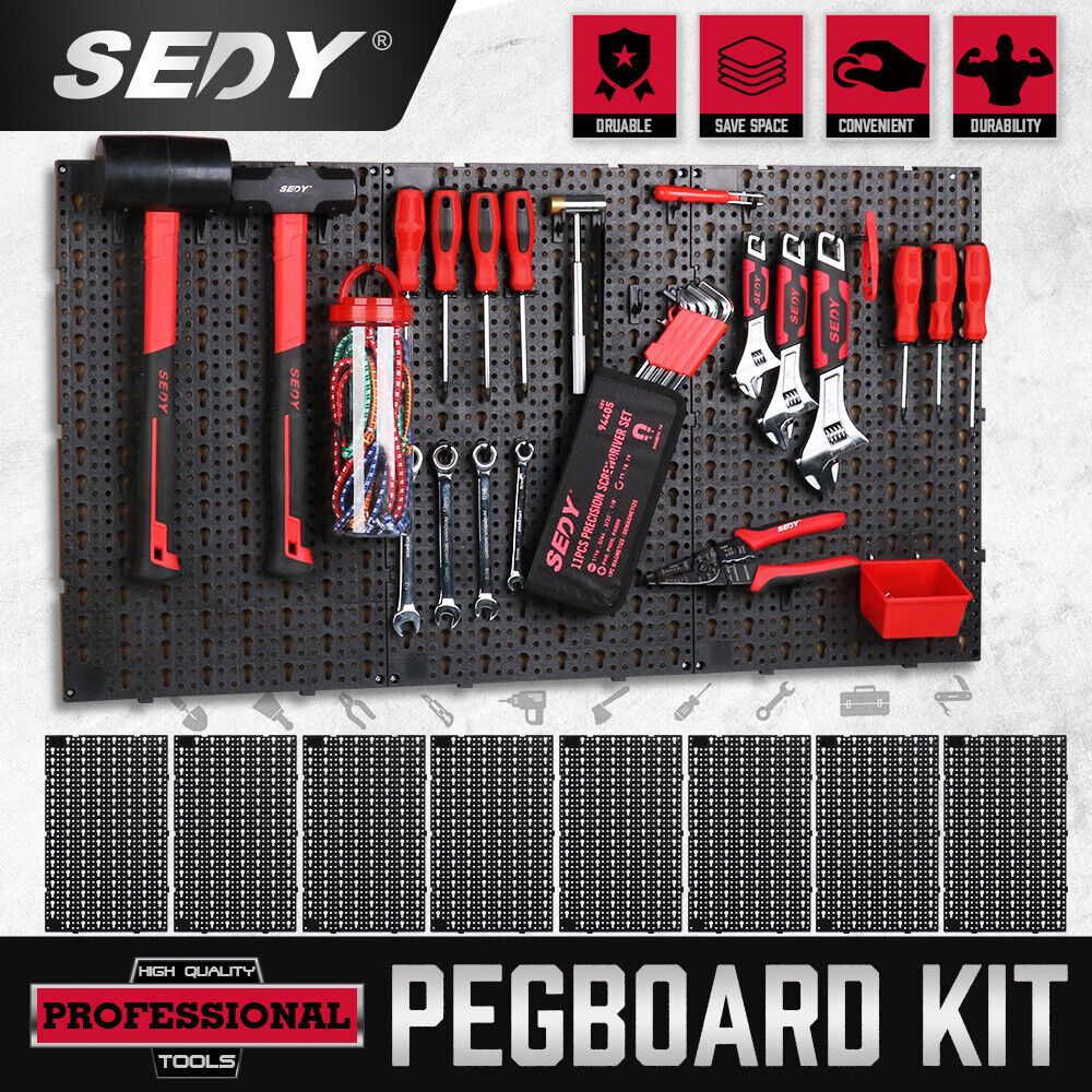 8-Piece Heavy Duty Pegboard Organizer Kit - Versatile Wall Storage Solution - South East Clearance Centre