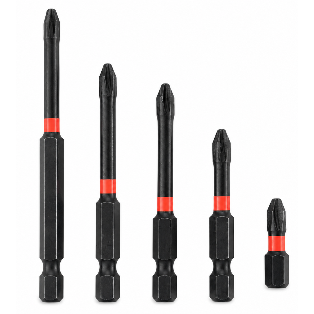 PH2 Magnetic Screwdriver Bit Set – 5 Piece Assorted Lengths (25mm–90mm)