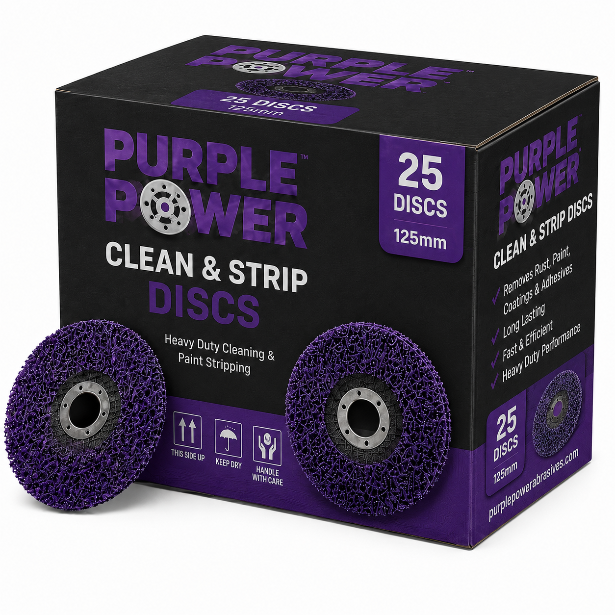 125mm Purple Poly Clean Strip Disc- Fast Paint, Rust & Epoxy Removal for Automotive, Marine & DIY (Pack of 25)