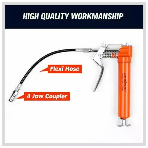 2900PSI Grease Gun Manual Pistol Grip + 3OZ Cartridge Flexible Hose & Coupler - South East Clearance Centre