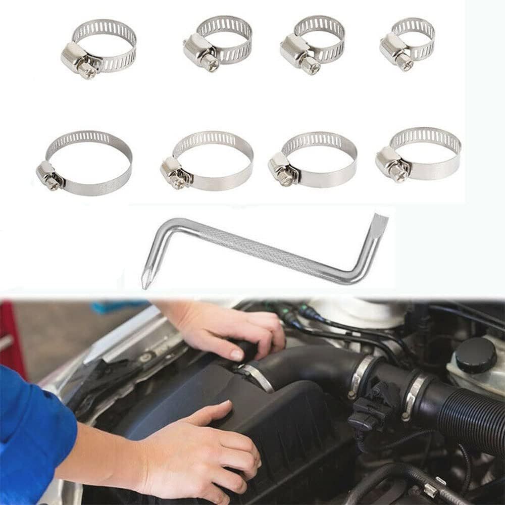 91 Piece Stainless Steel Hose Clamp Set Assortment Kit 8–44mm with Z Wrench – Adjustable Worm Drive Clamps for Automotive, Plumbing & Workshop Use