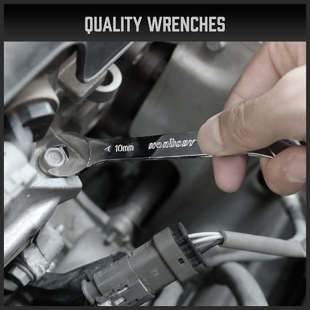 18-Piece Super-Thin Open End Wrench Set with Rolling Pouch, CR-V Steel SAE & Metric, 1/4" to 1-1/16" and 5.5mm to 27mm Slim Spanner Wrench Set - South East Clearance Centre