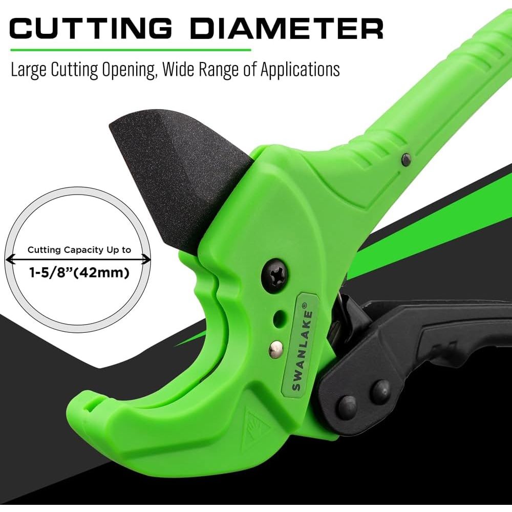 PVC Pipe Cutter,1-5/8"&1-3/8" Ratchet PVC Pipe Cutter for PEX,PVC,PPR and Plastic Hoses, SK5 Steel Blades Ratcheting Pipe Cutter - South East Clearance Centre